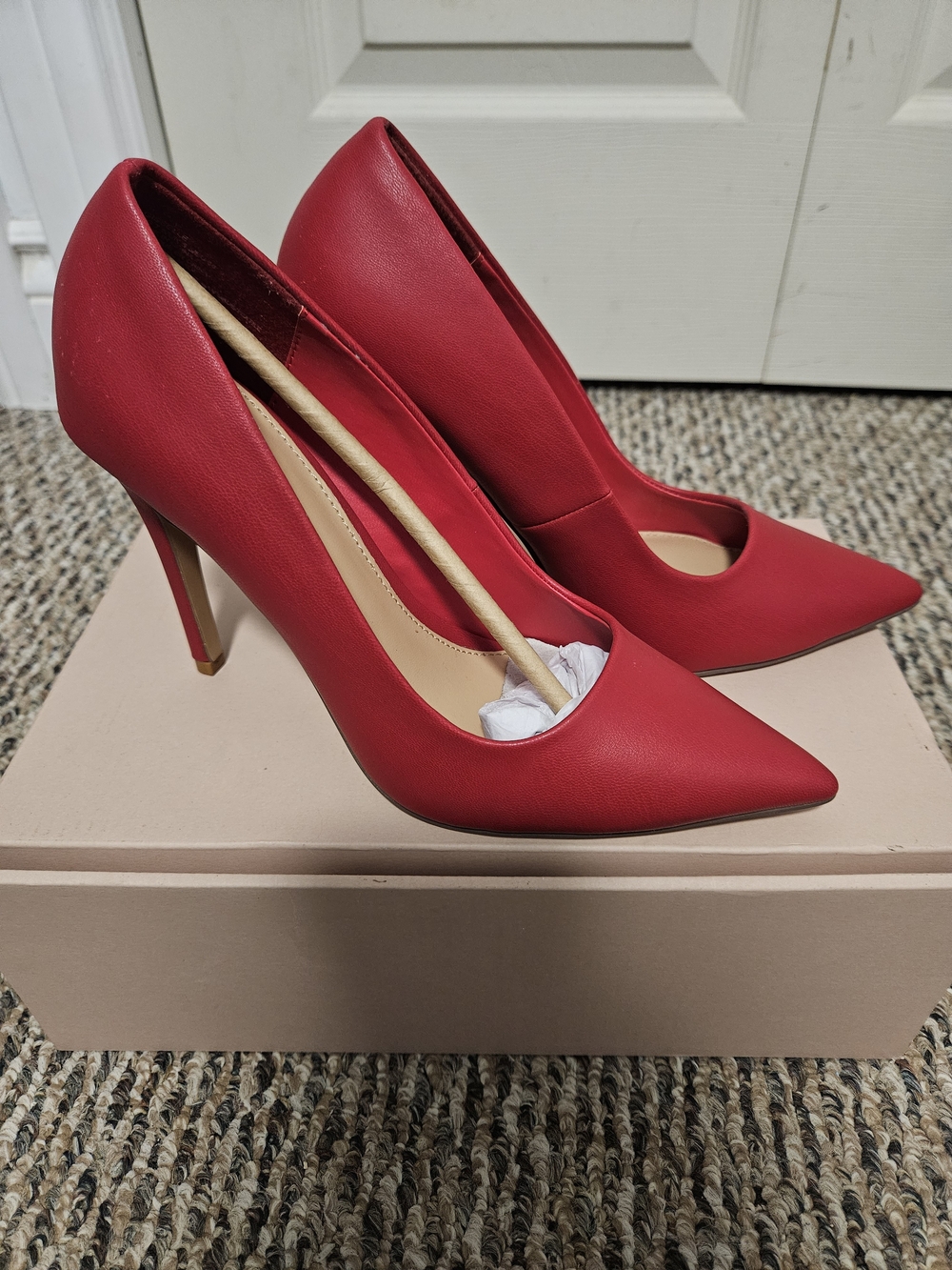 JustFab Red Pointed-Toe Stiletto Heels